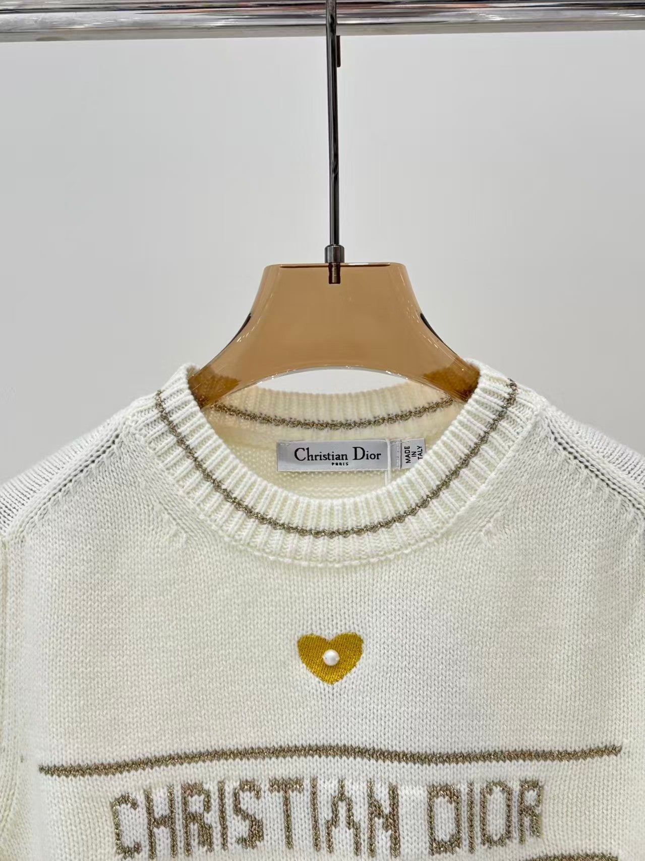 Logo heart embroidered knitted short-sleeved shirt