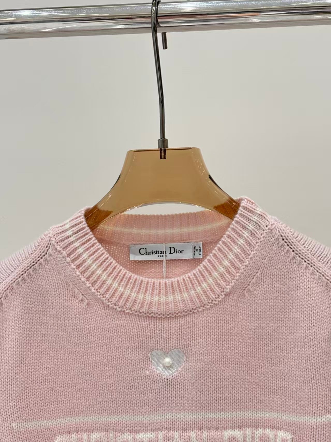 Logo heart embroidered knitted short-sleeved shirt