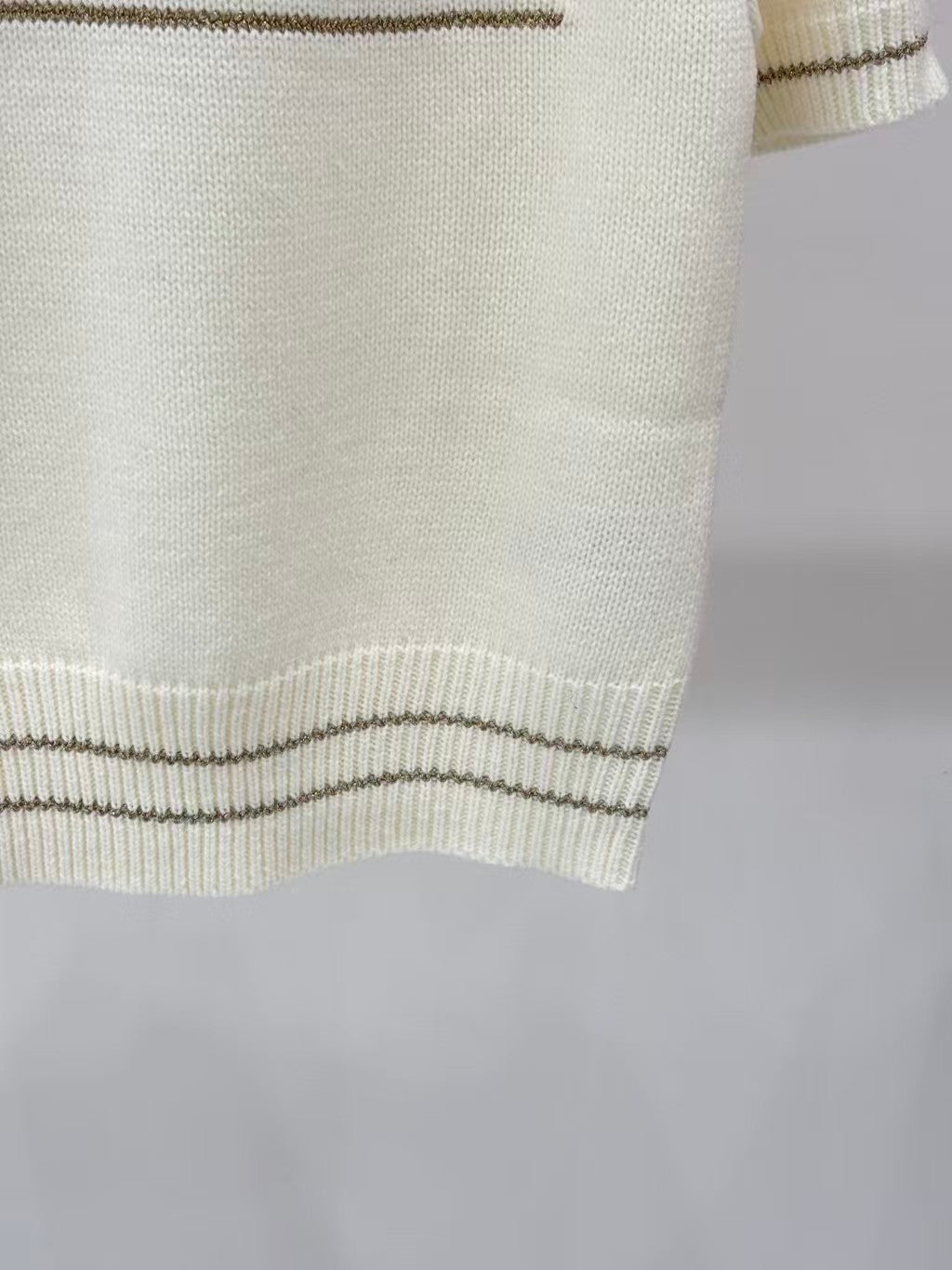 Logo heart embroidered knitted short-sleeved shirt