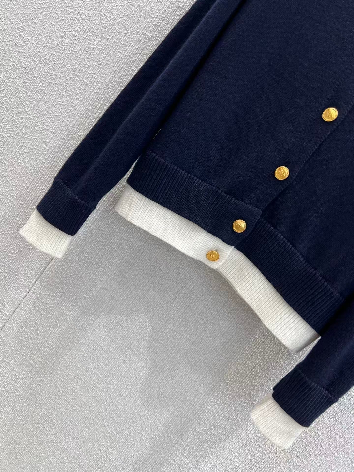 Letter embroidered fake two-piece knitted cardigan