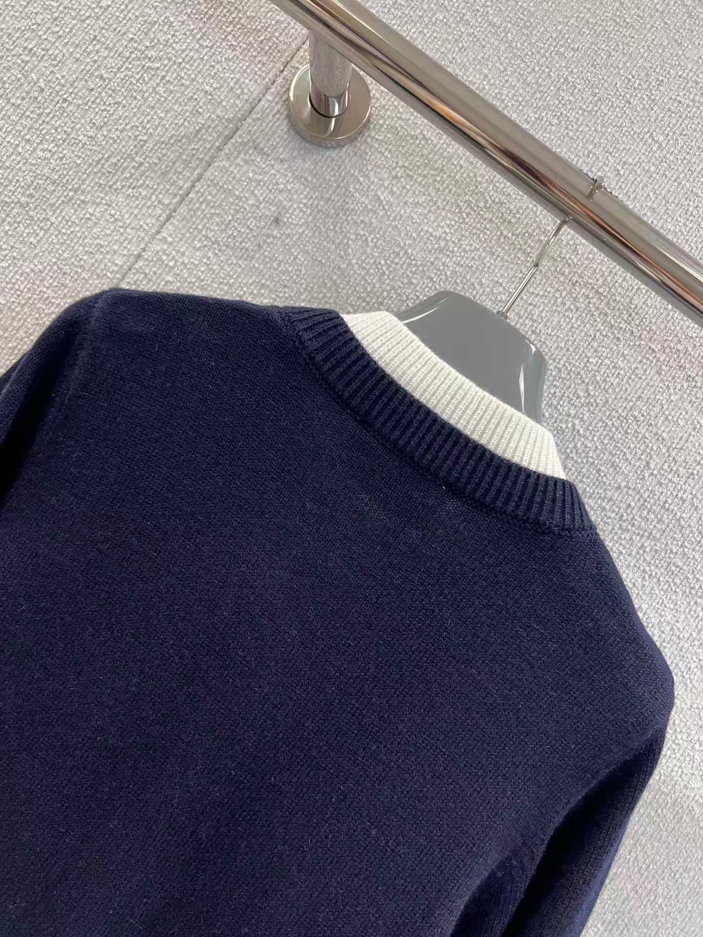 Letter embroidered fake two-piece knitted cardigan