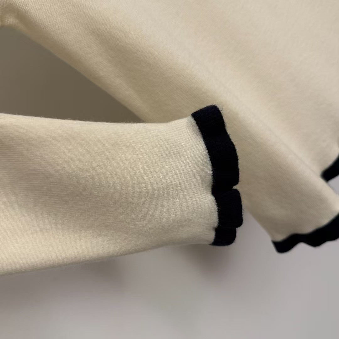 Embroidered Polo Wool Knit Sweater