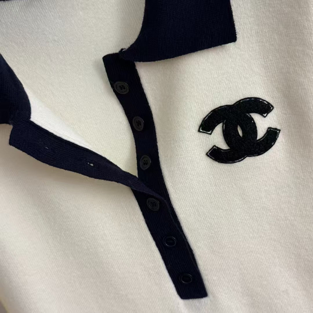 Embroidered Polo Wool Knit Sweater