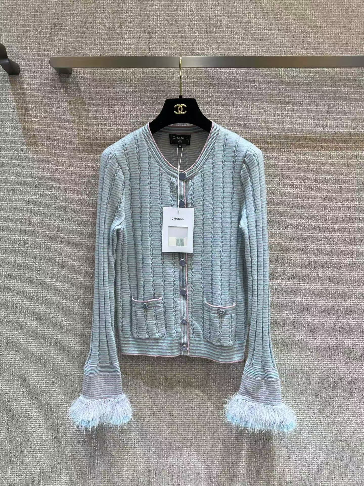 Pocket slim-fit cashmere knit cardigan