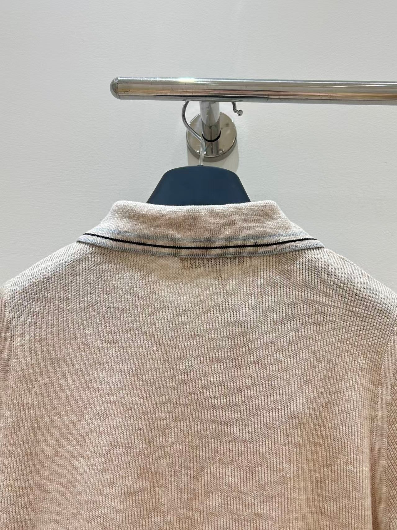 Preppy style collared knit short-sleeved top