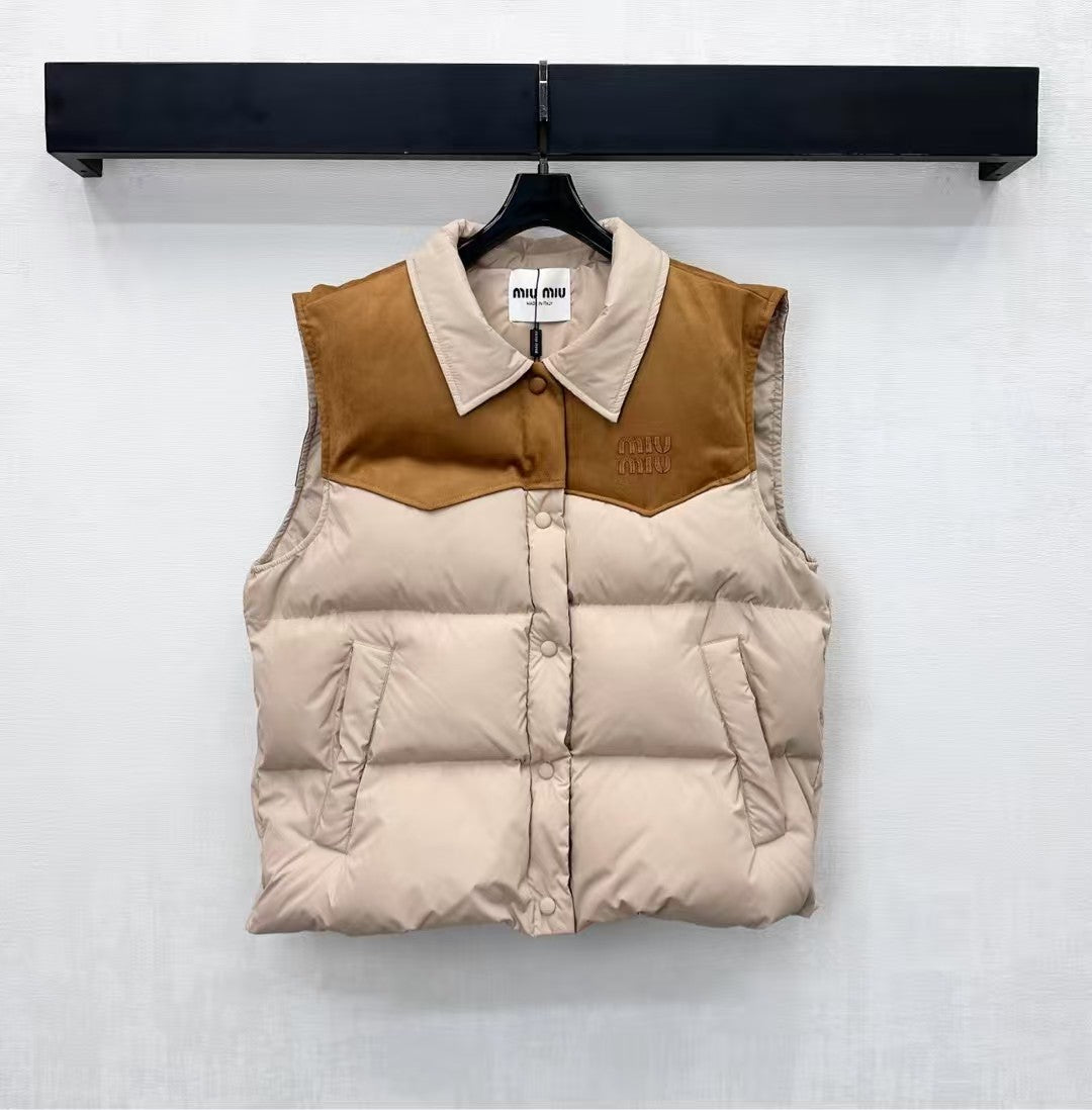 Color-blocked down vest