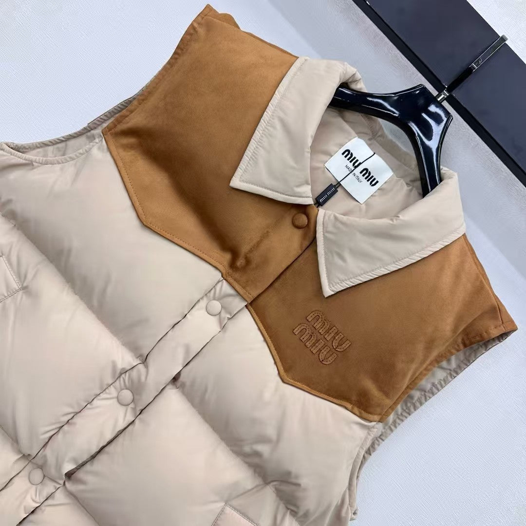 Color-blocked down vest
