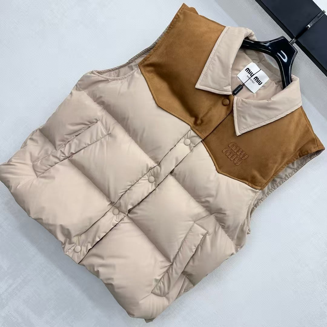 Color-blocked down vest