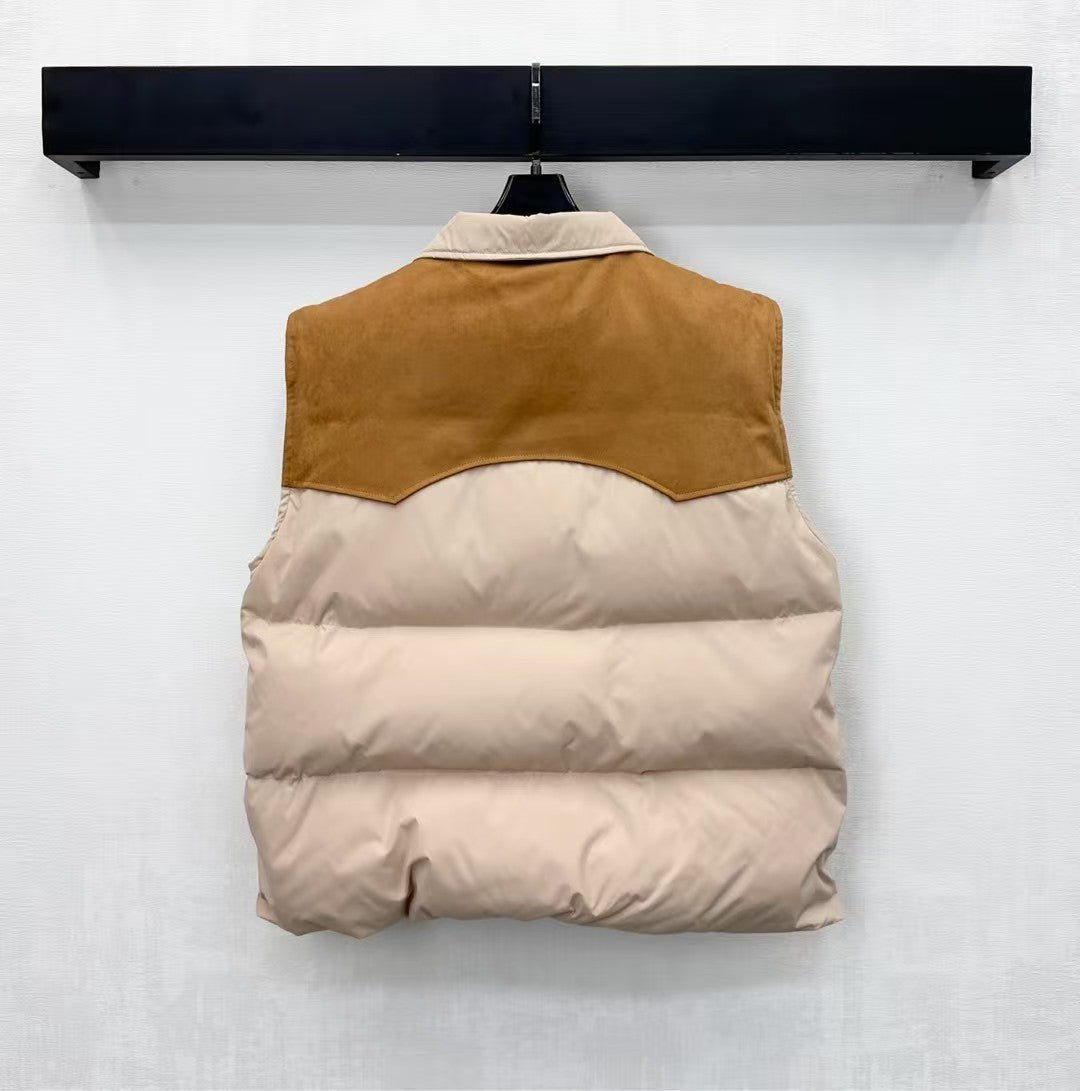 Color-blocked down vest