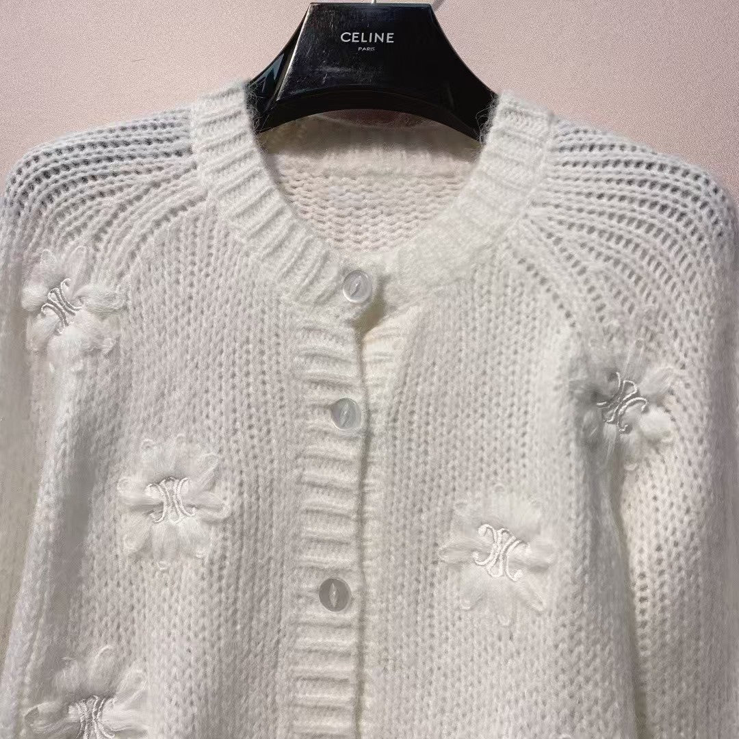New crochet crew neck cardigan