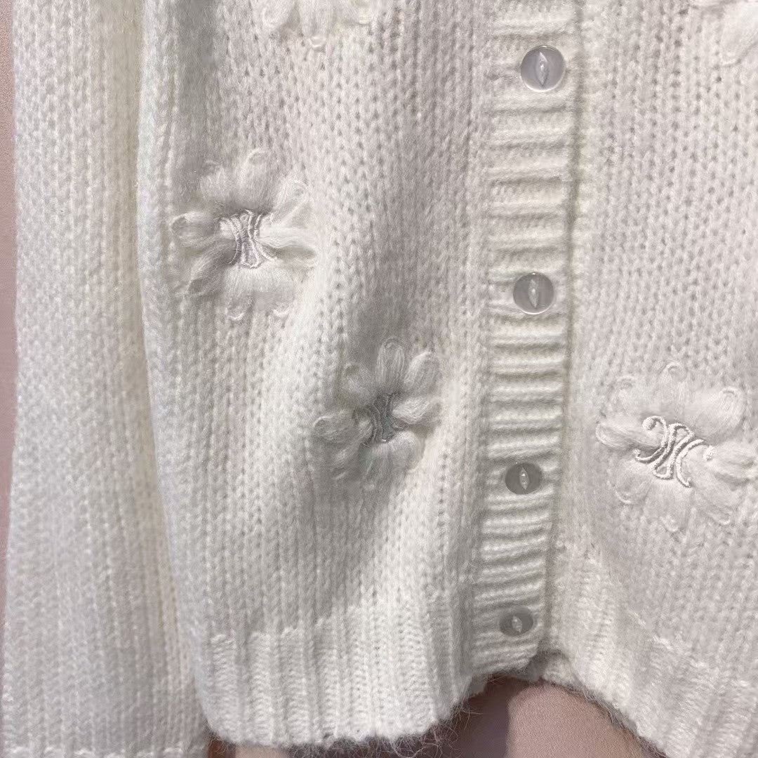 New crochet crew neck cardigan