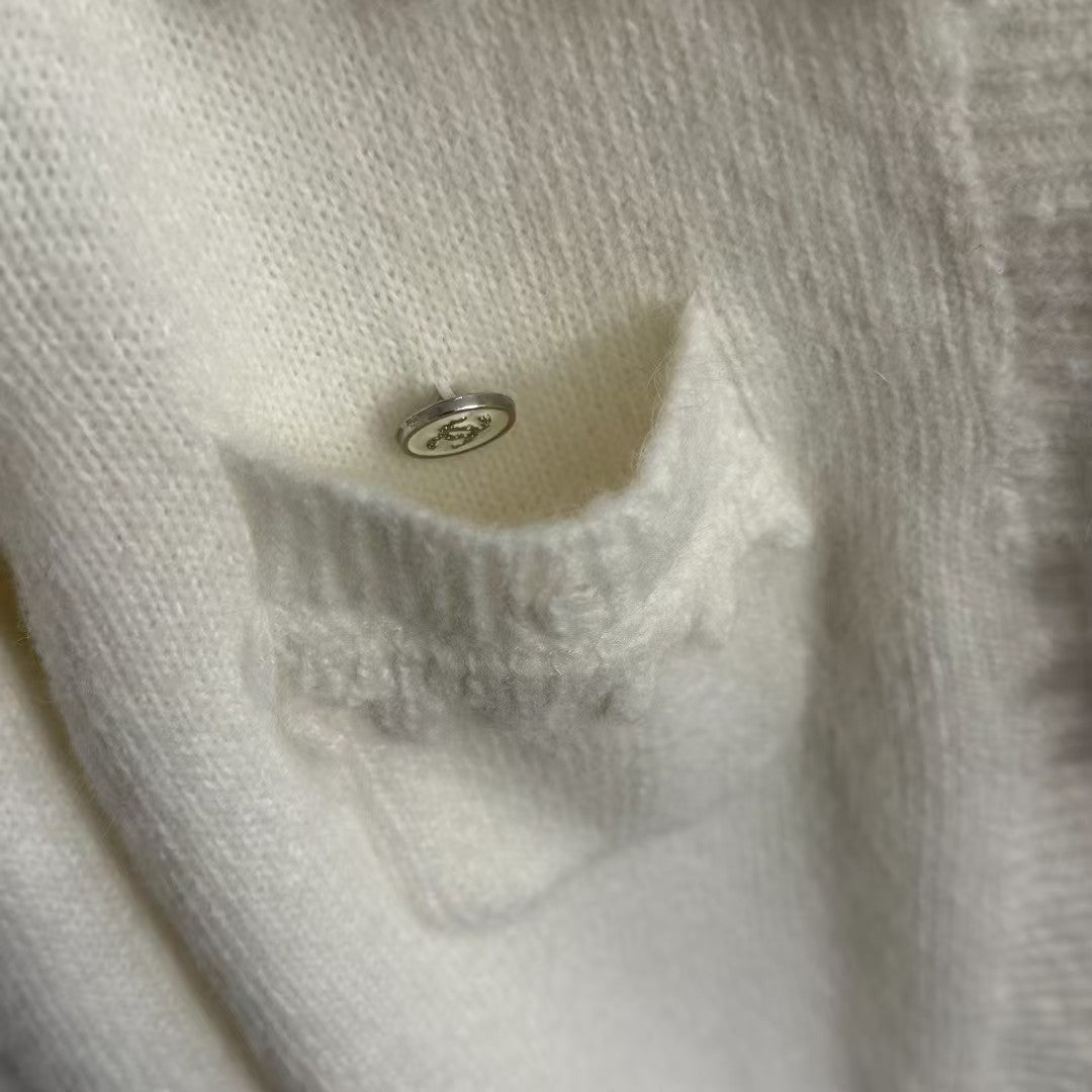 Openwork hem lapel cardigan