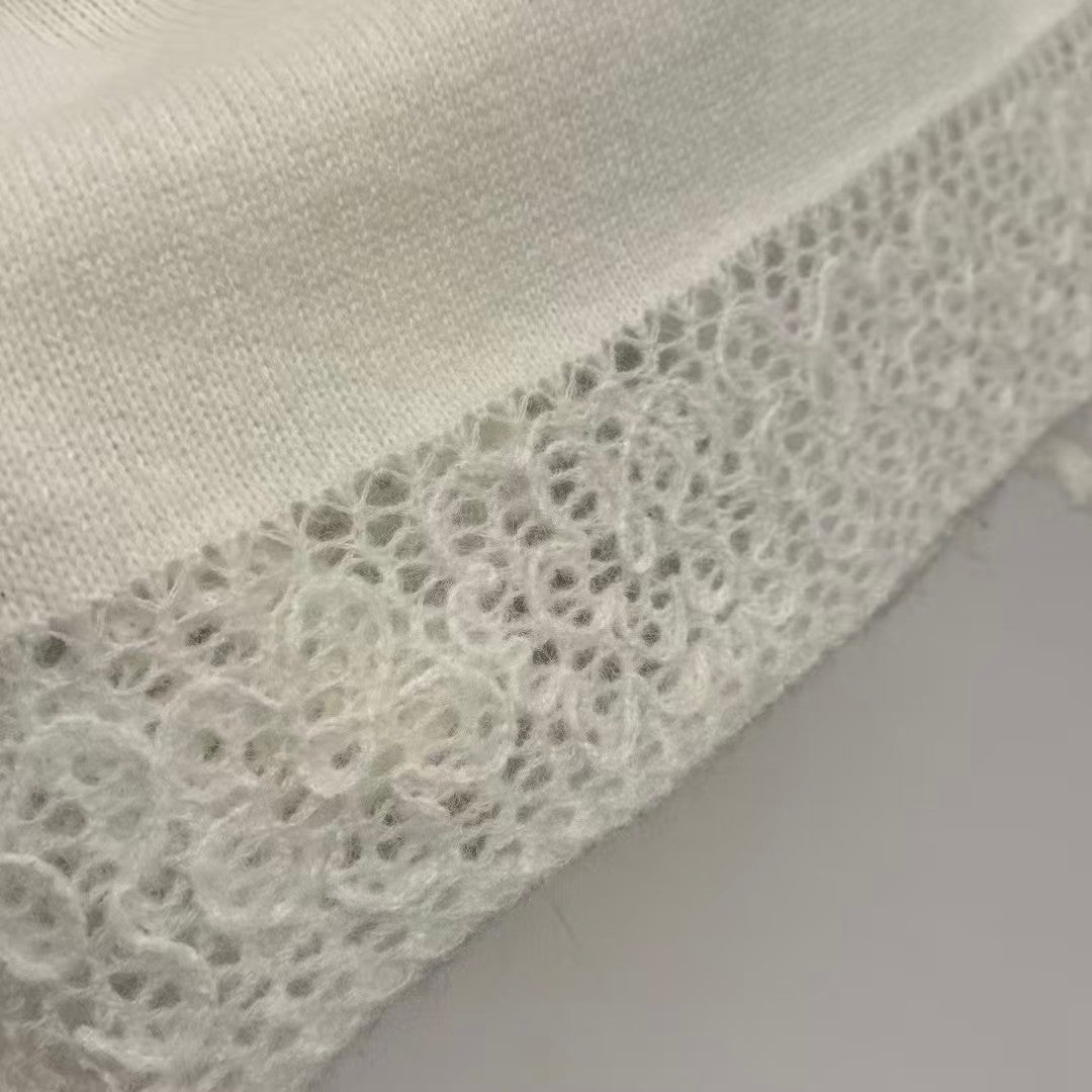 Openwork hem lapel cardigan