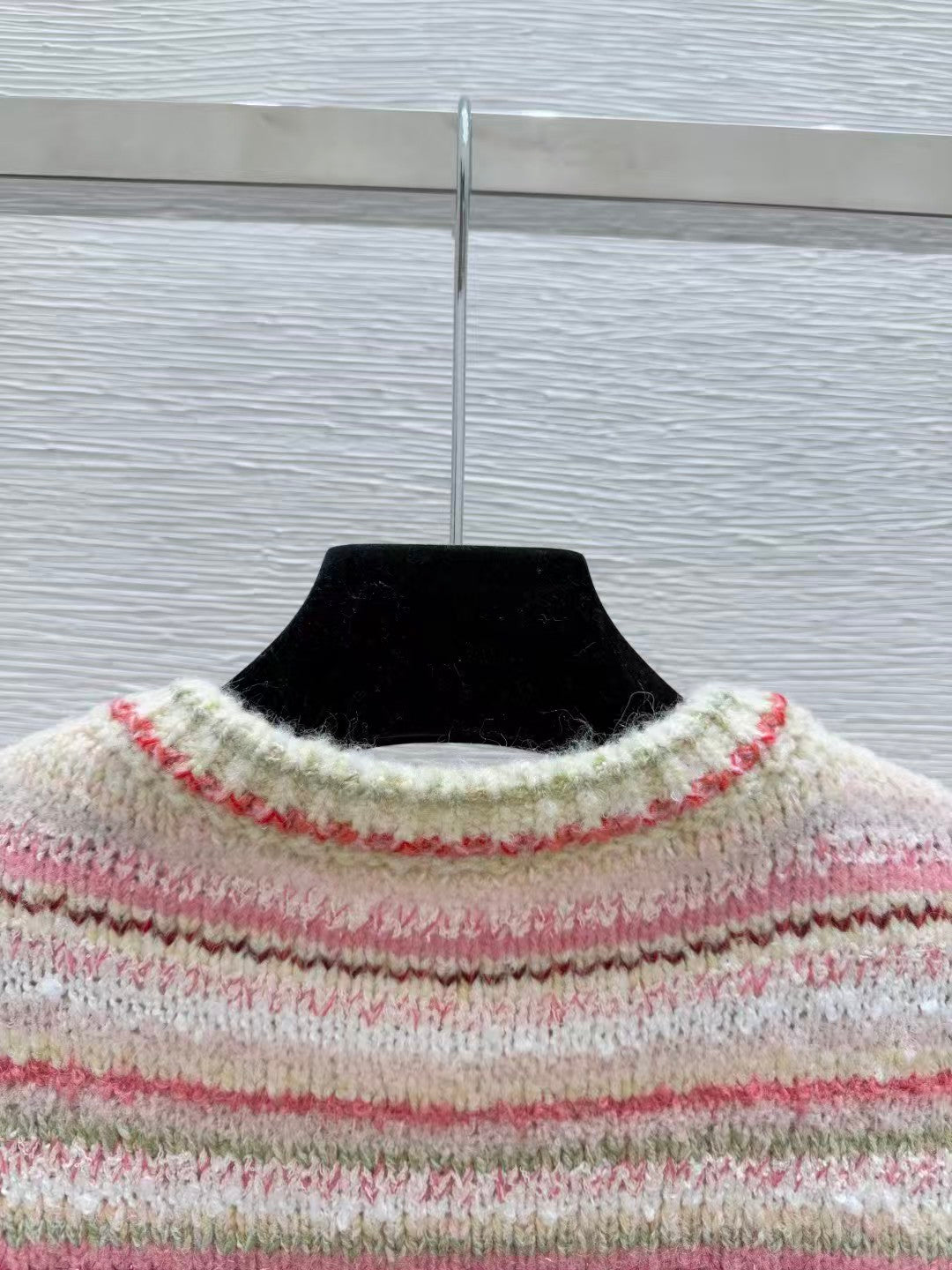 Striped crew neck knit cardigan