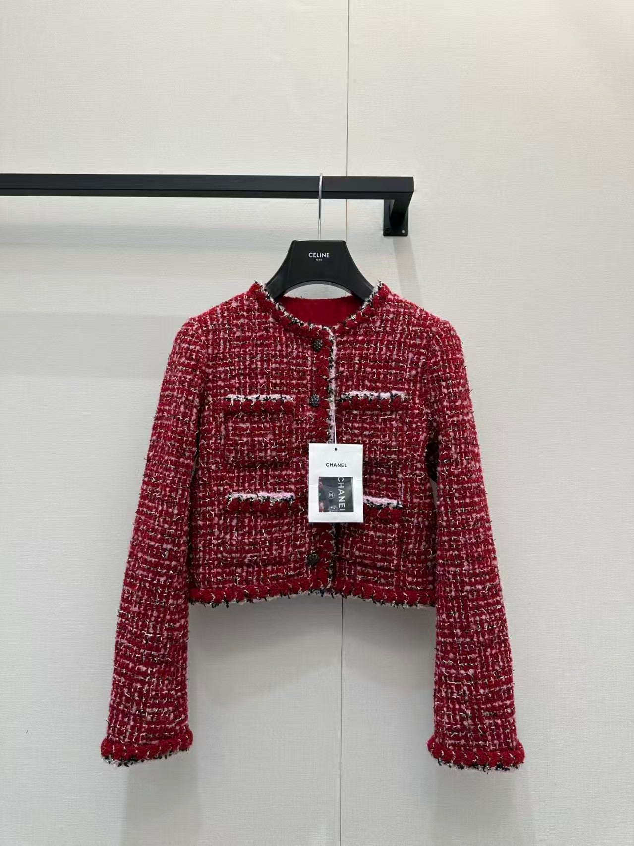 Crew neck knitted jacket