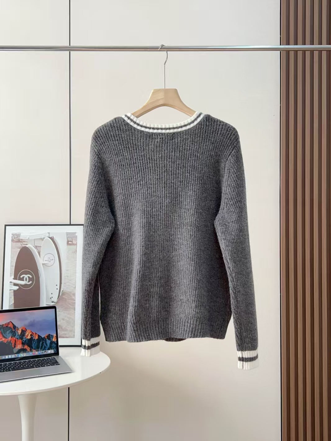 V-neck knit sweater