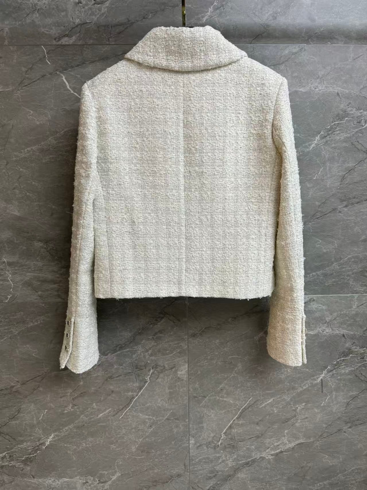 Multi-pocket tweed coat