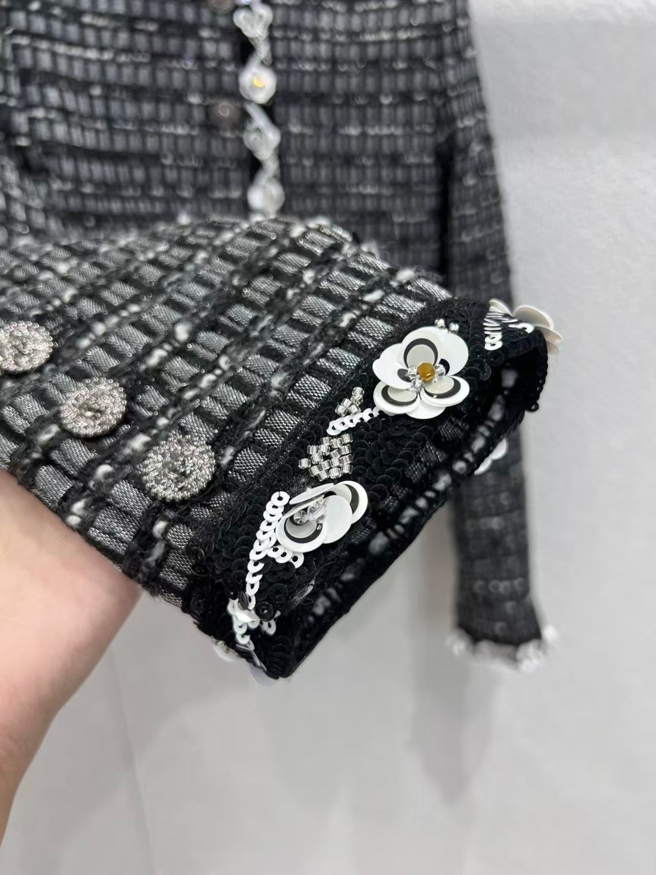 Heavy sequined tweed jacket