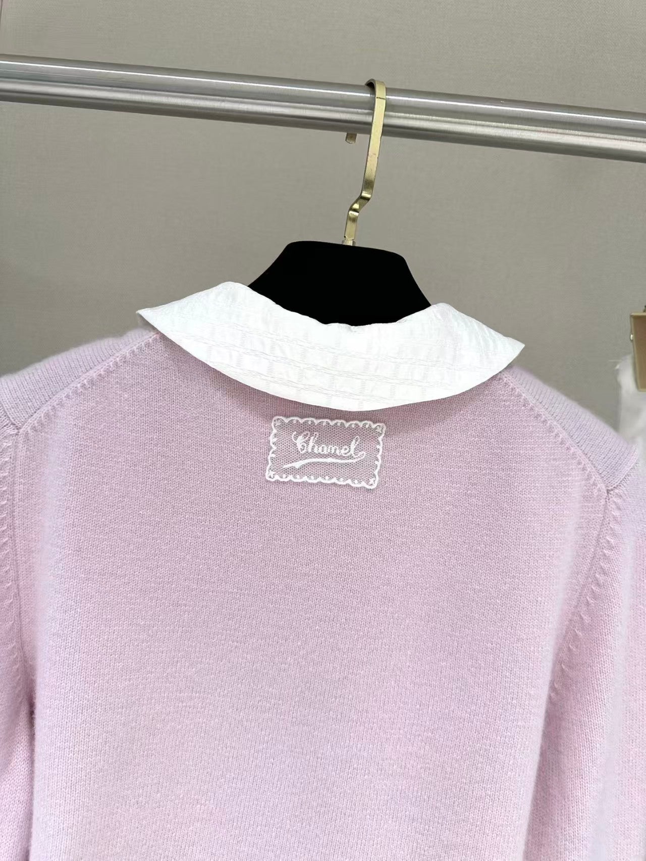 Detachable jacquard collar knit cardigan