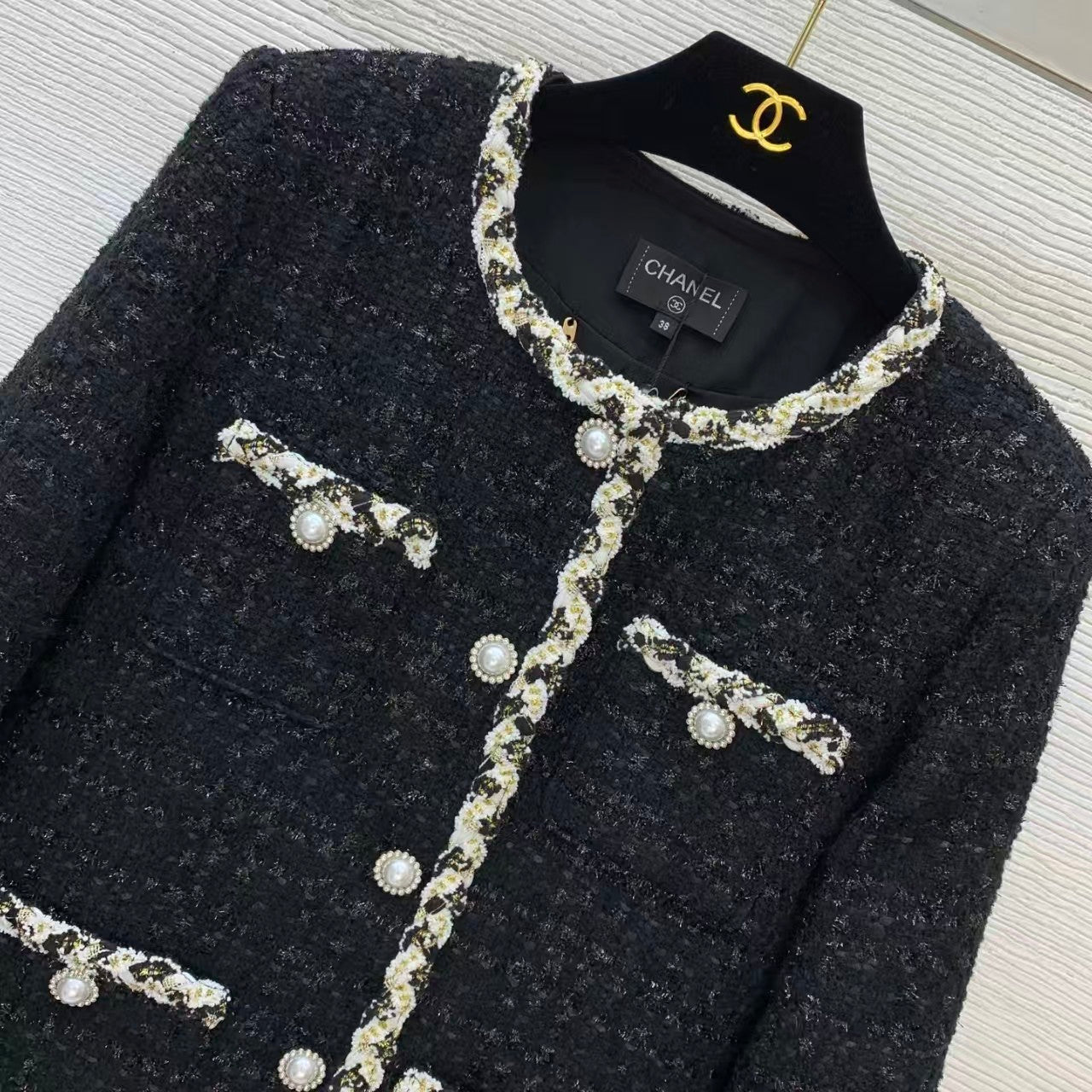 Woven blend cable knit trim jacket