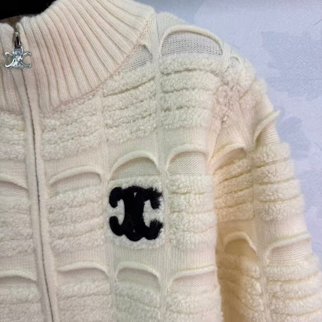 Diamond pattern knit cardigan
