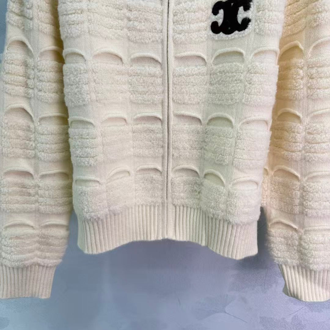 Diamond pattern knit cardigan