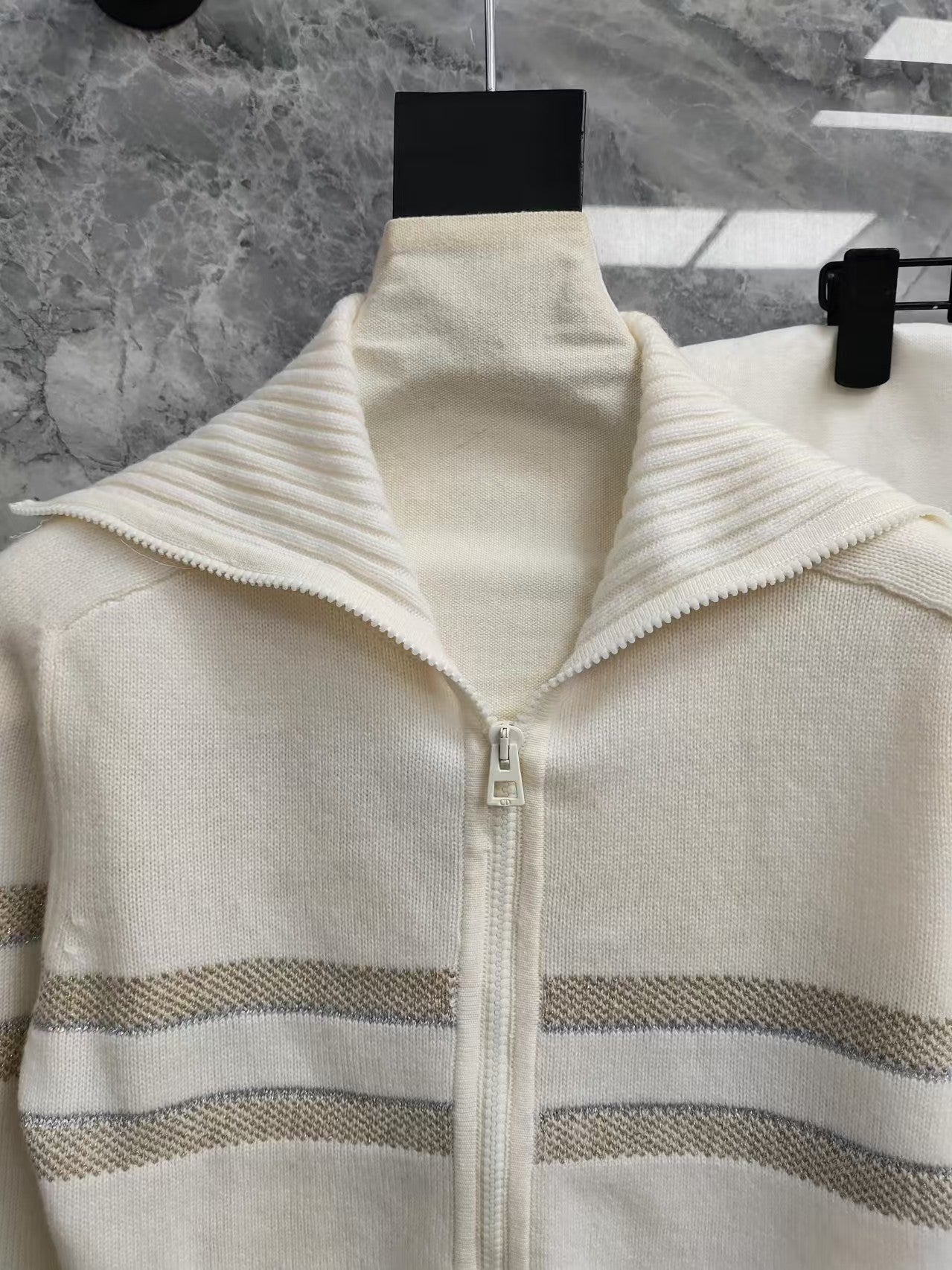 Platinum Lucky Star Collared Knit Cardigan