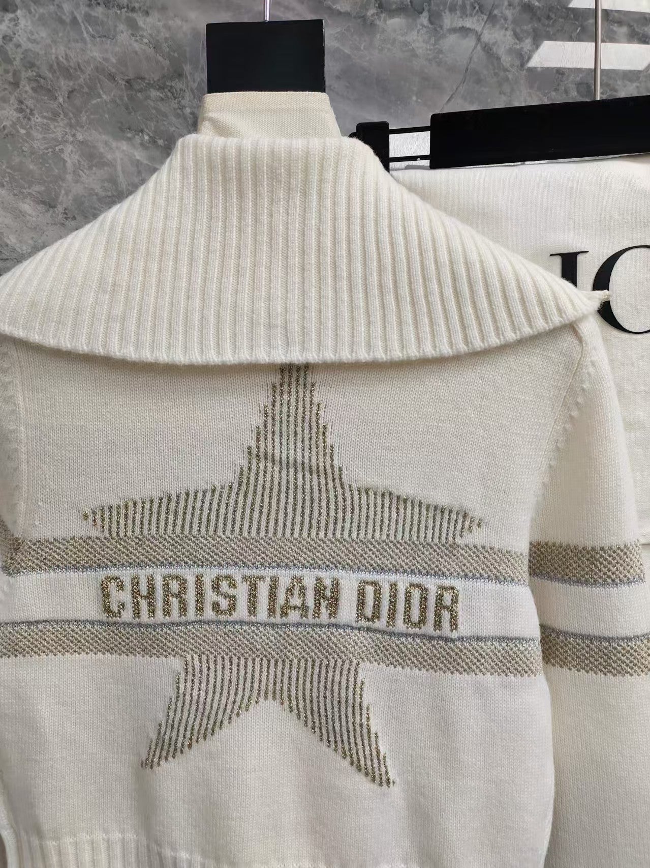 Platinum Lucky Star Collared Knit Cardigan