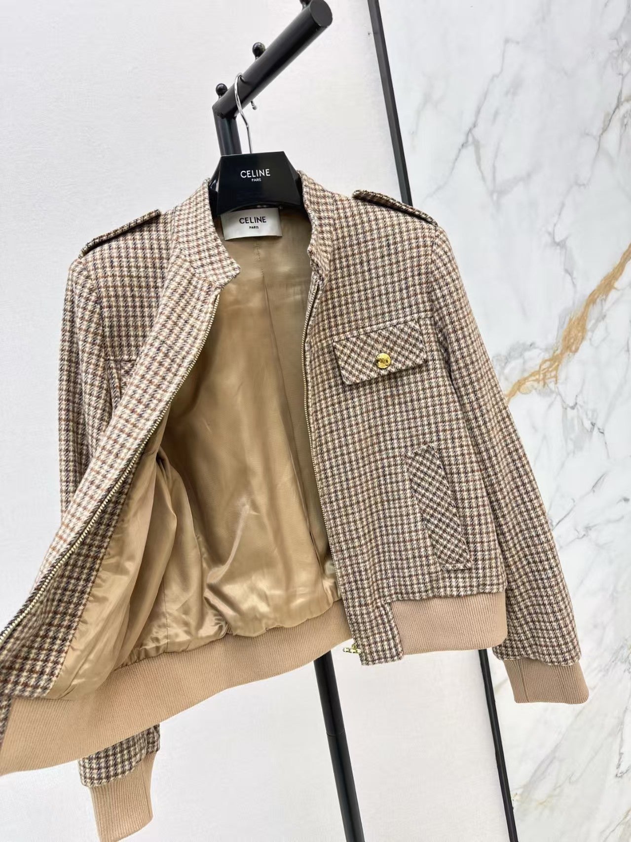 Latest wool houndstooth jacket