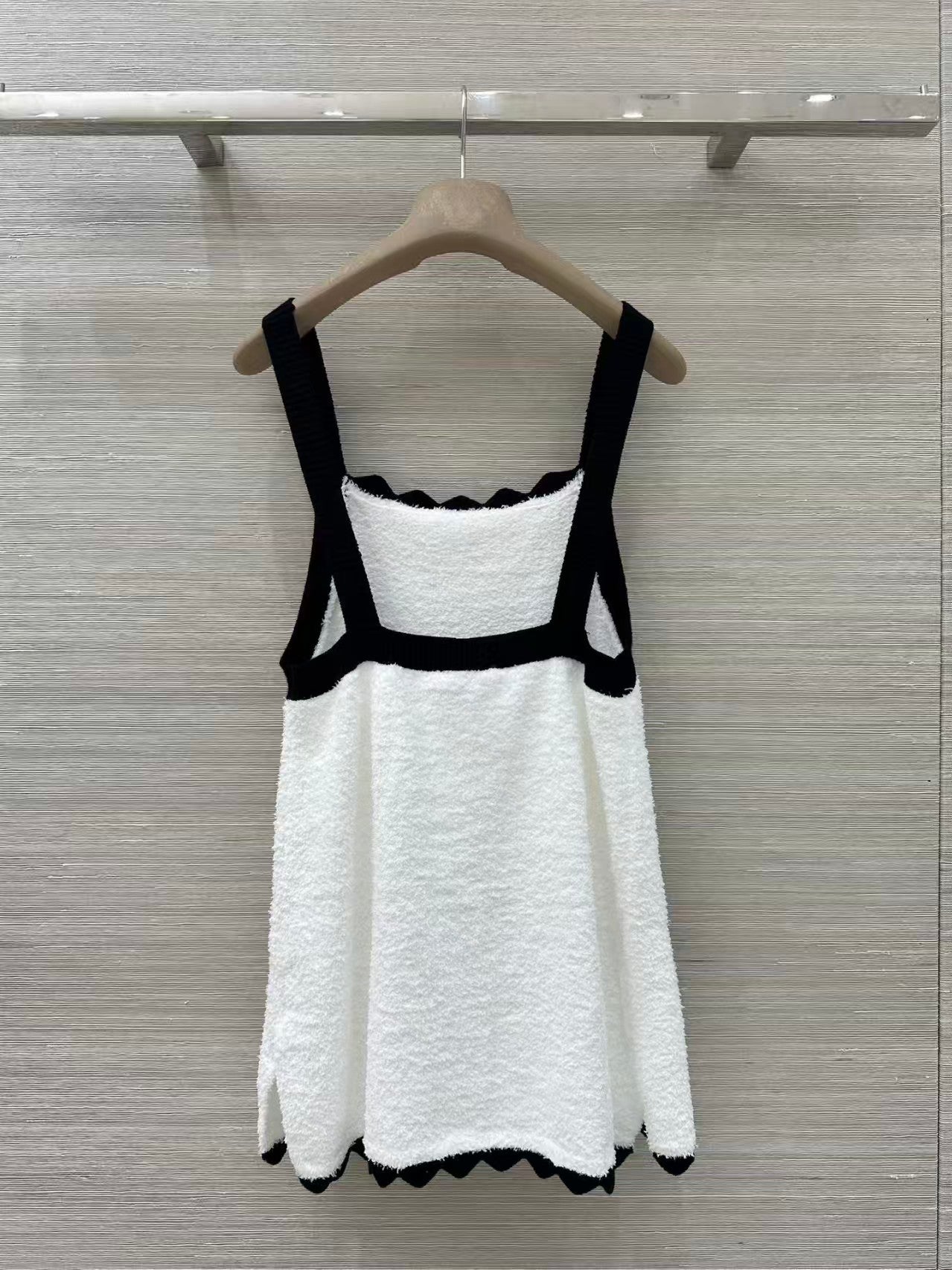 Terry cloth embroidered color-block vest dress