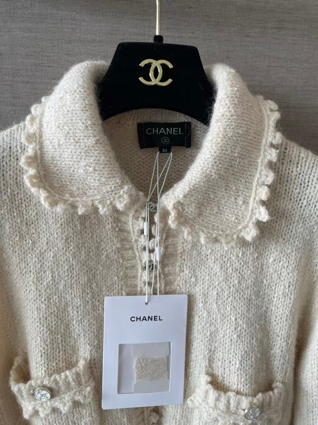 Lapel-collar open-knit cardigan