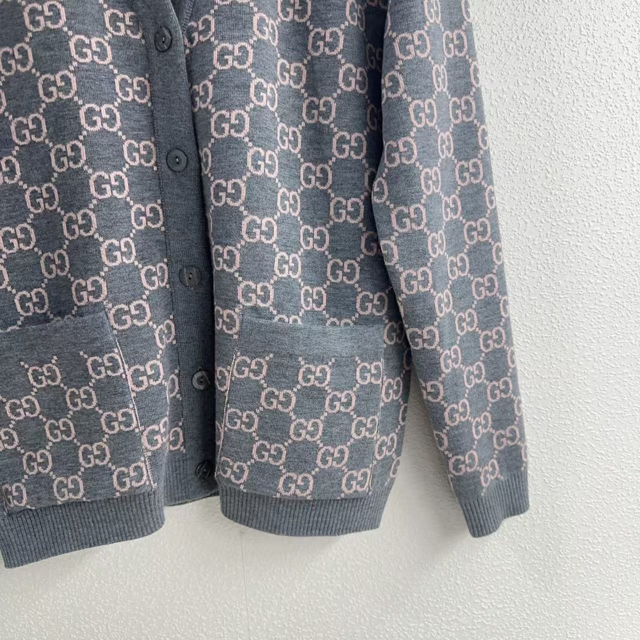 Reversible color-block jacquard knit cardigan