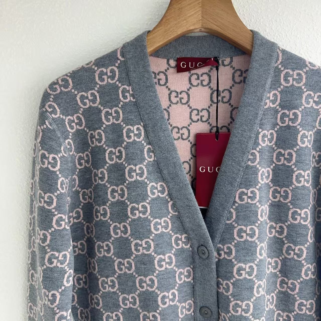 Reversible color-block jacquard knit cardigan
