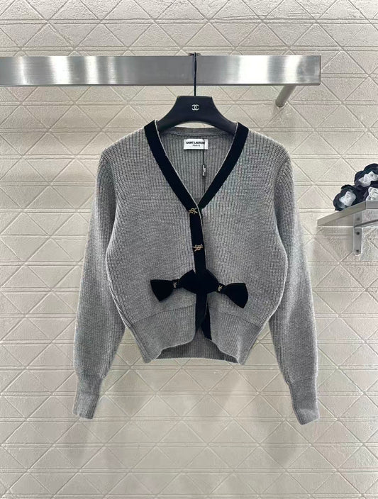 Bow-knot knitted cardigan