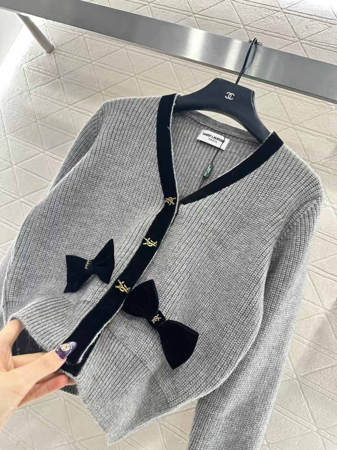 Bow-knot knitted cardigan