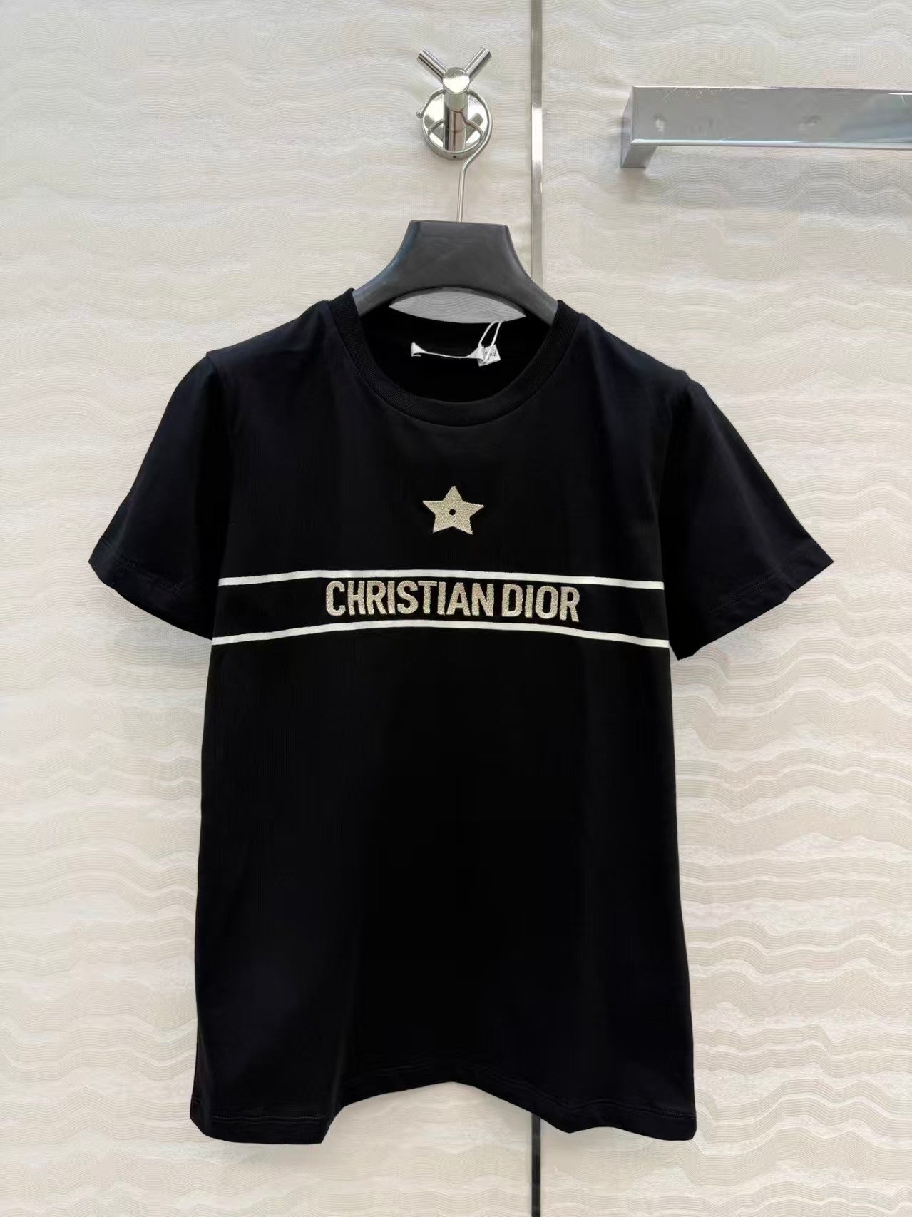 Platinum embroidered letter short-sleeved shirt
