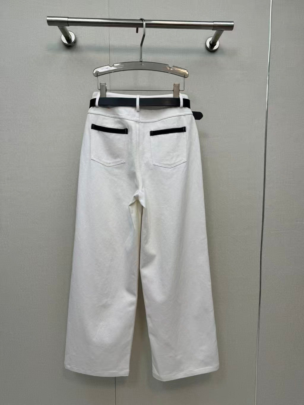 New double-C white denim jeans