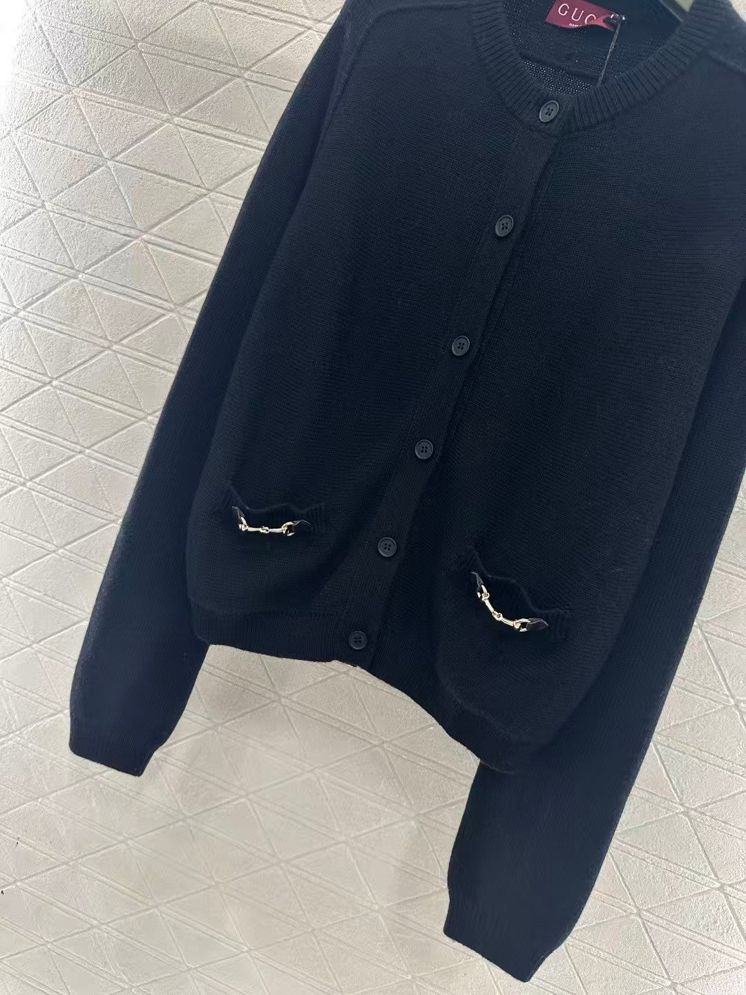 Chain detail pocket knit cardigan