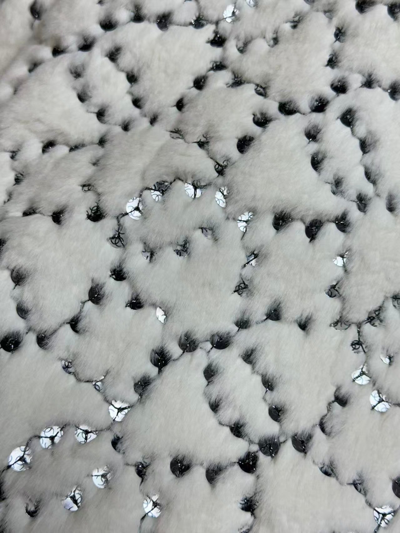 New sequined faux fur coat