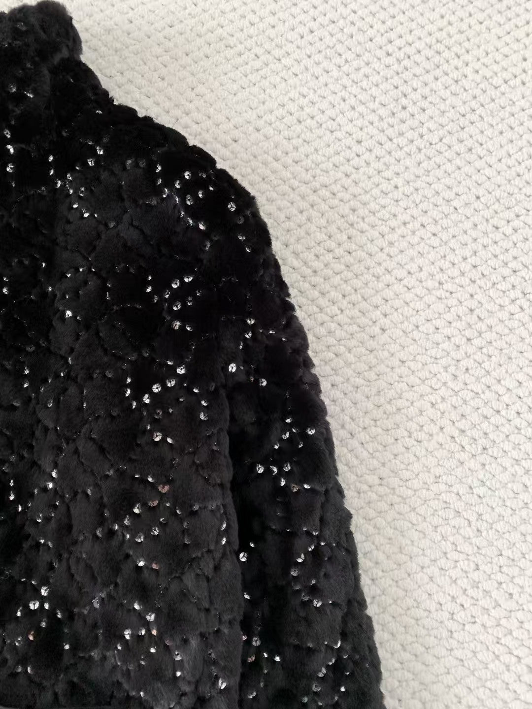 New sequined faux fur coat