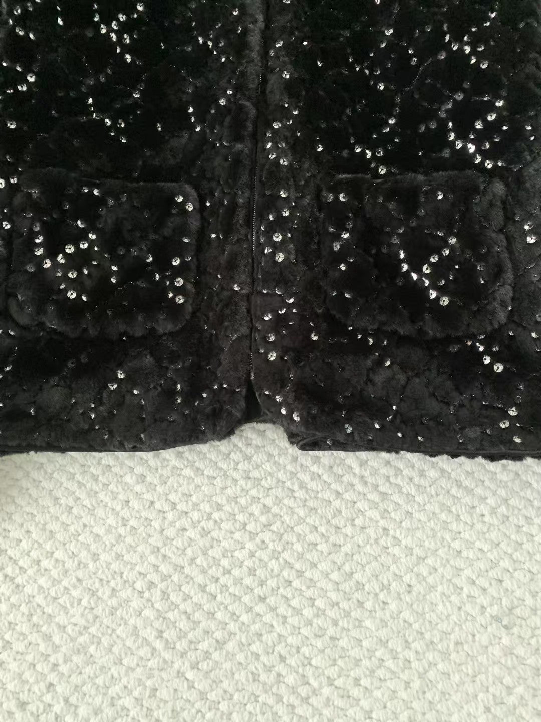 New sequined faux fur coat