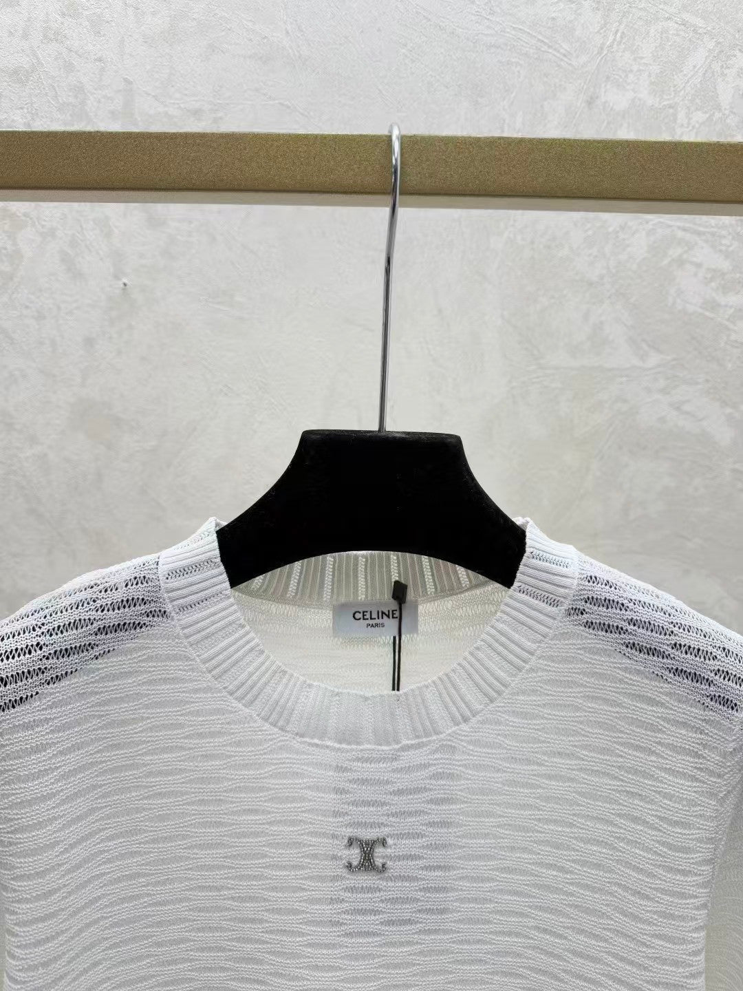 Solid color hollow-out simple knit short sleeve