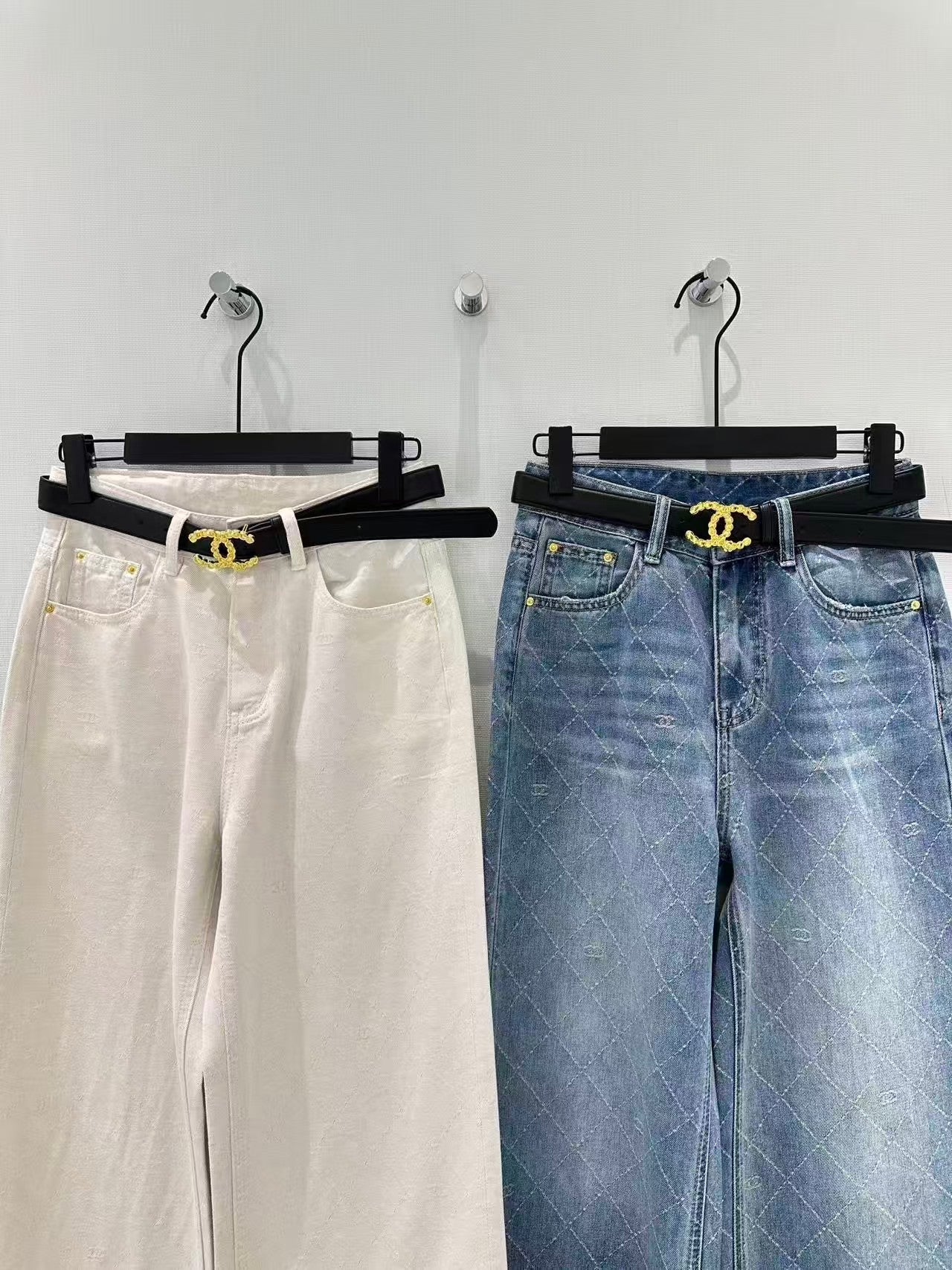 Diamond-patterned double-C jacquard jeans