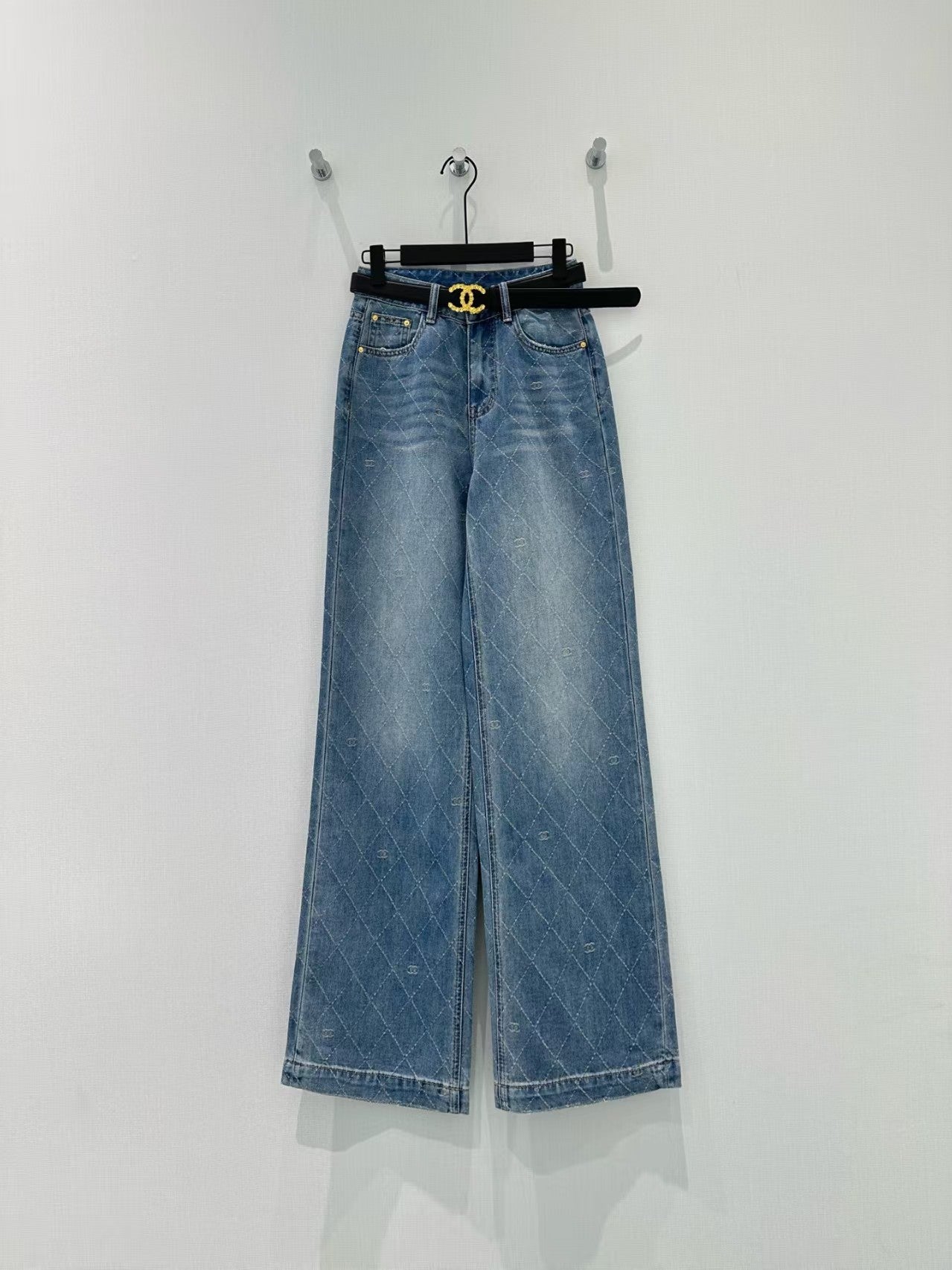Diamond-patterned double-C jacquard jeans
