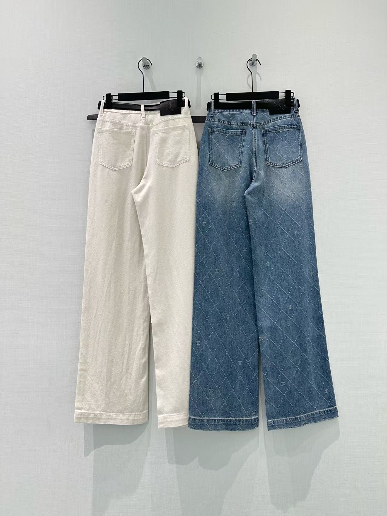 Diamond-patterned double-C jacquard jeans
