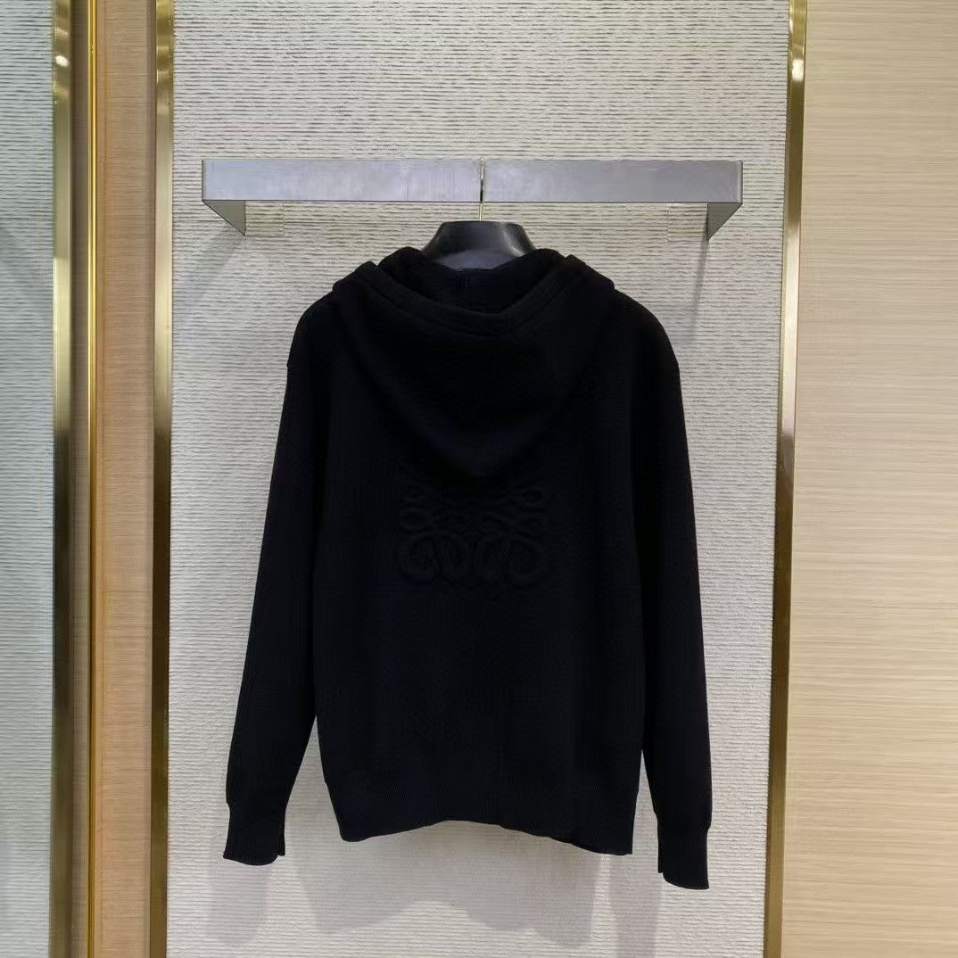 3D Embossed Zipper Hooded Jacket