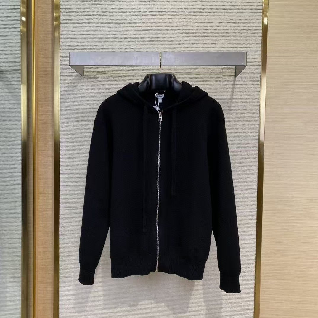 3D Embossed Zipper Hooded Jacket