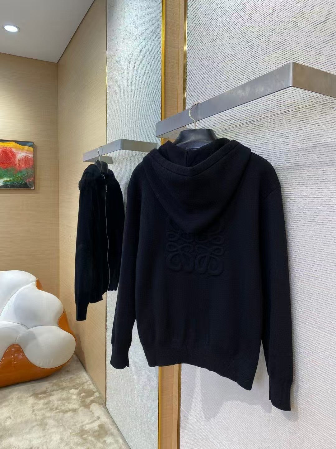 3D Embossed Zipper Hooded Jacket