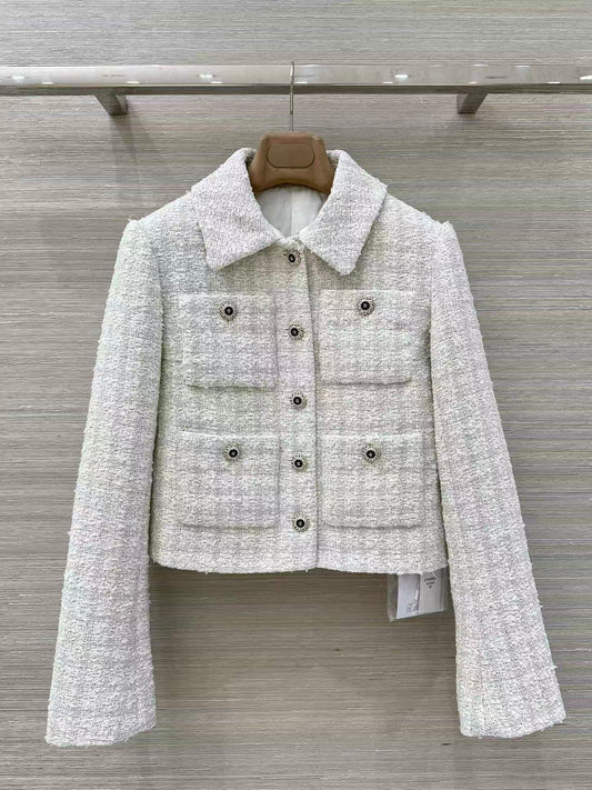 New Plaid Tweed Lapel Coat
