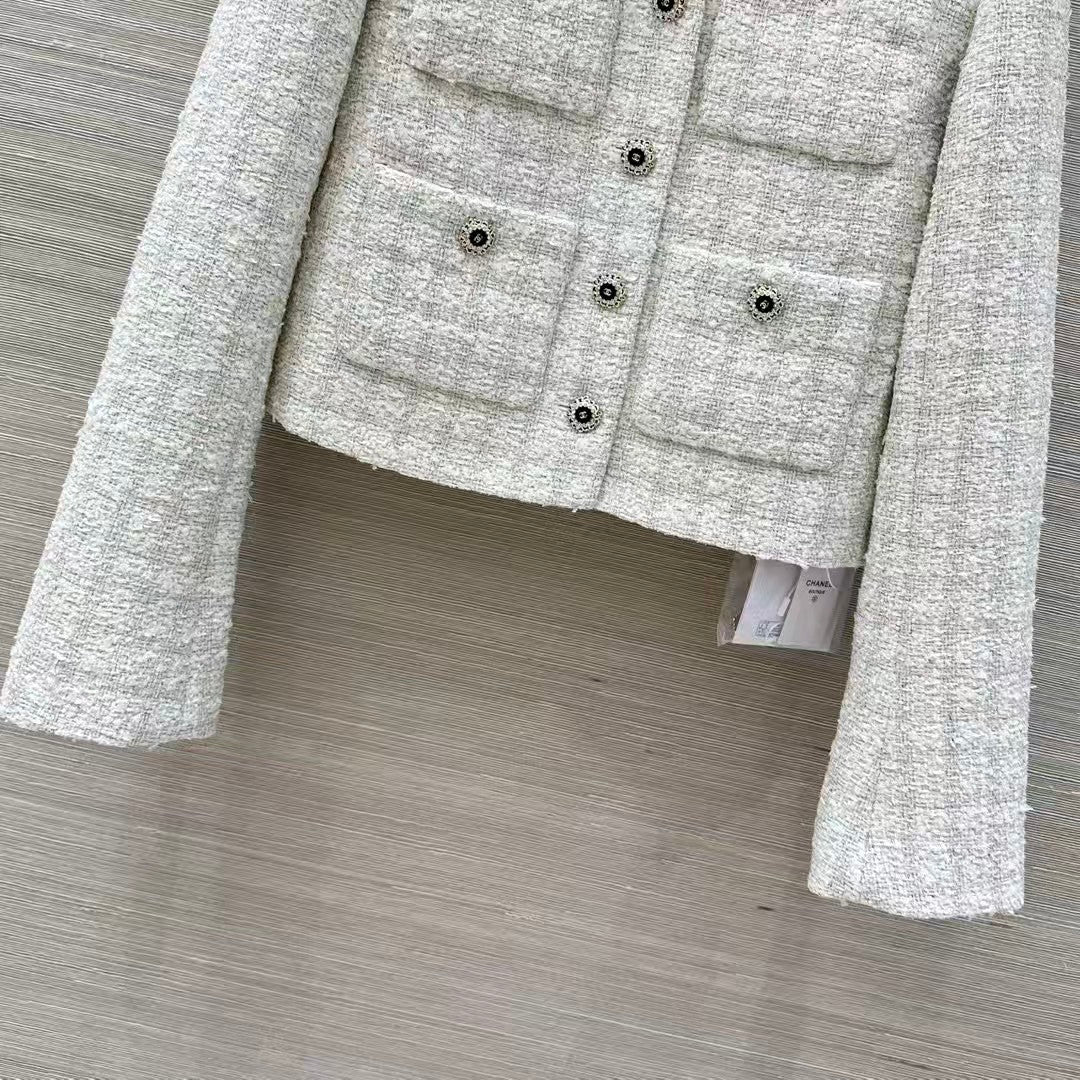 New Plaid Tweed Lapel Coat